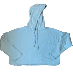 Aerie Blue Cropped Boxy Soft Hoodie Sweatshirt Size Small
